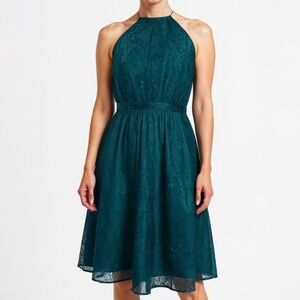 Dress the Population. New! Green Lace Halter Midi‎ Dress.